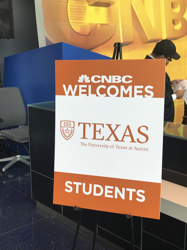 CNBC welcome students sign