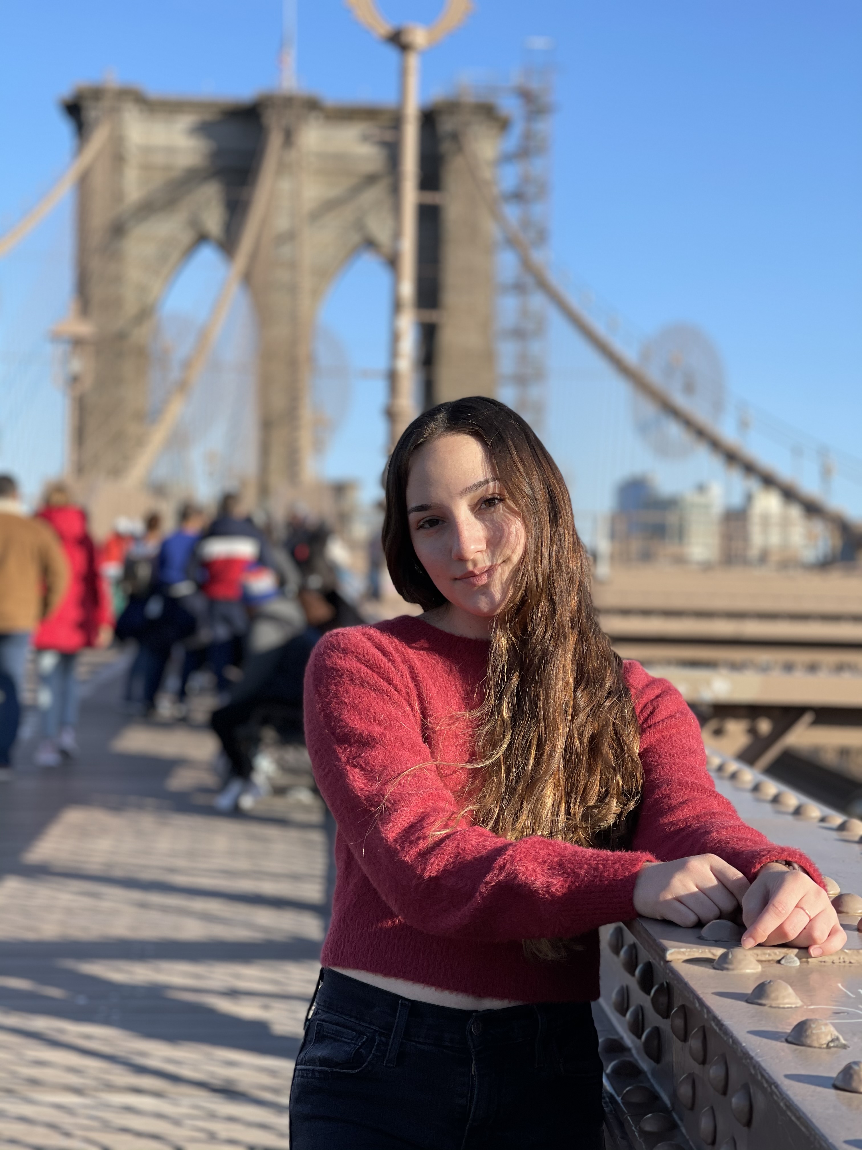 student at the Brooklyn Bridge
