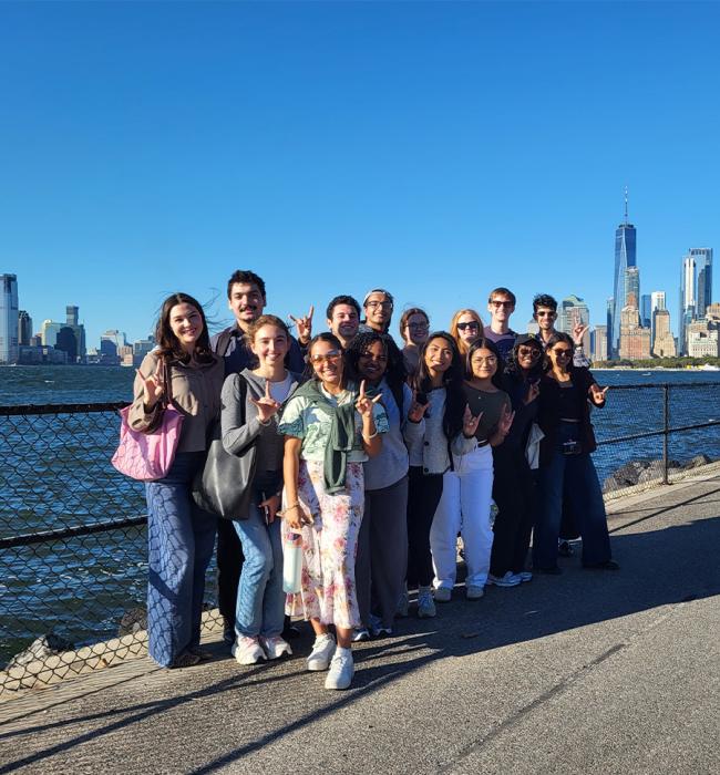Group of students in front of NYC skyline